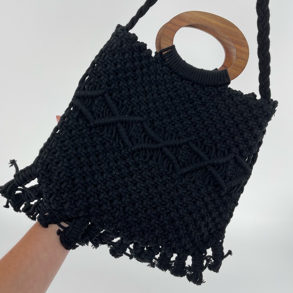Danielle Nicole Black Macrame Boho Shoulder Bag, … - image 7